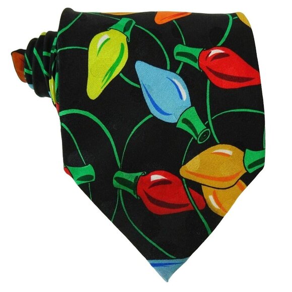 Christmas Silk Tie Festive Holiday Novelty Necktie 90s Cheerful Whimsical - Picture 1 of 4